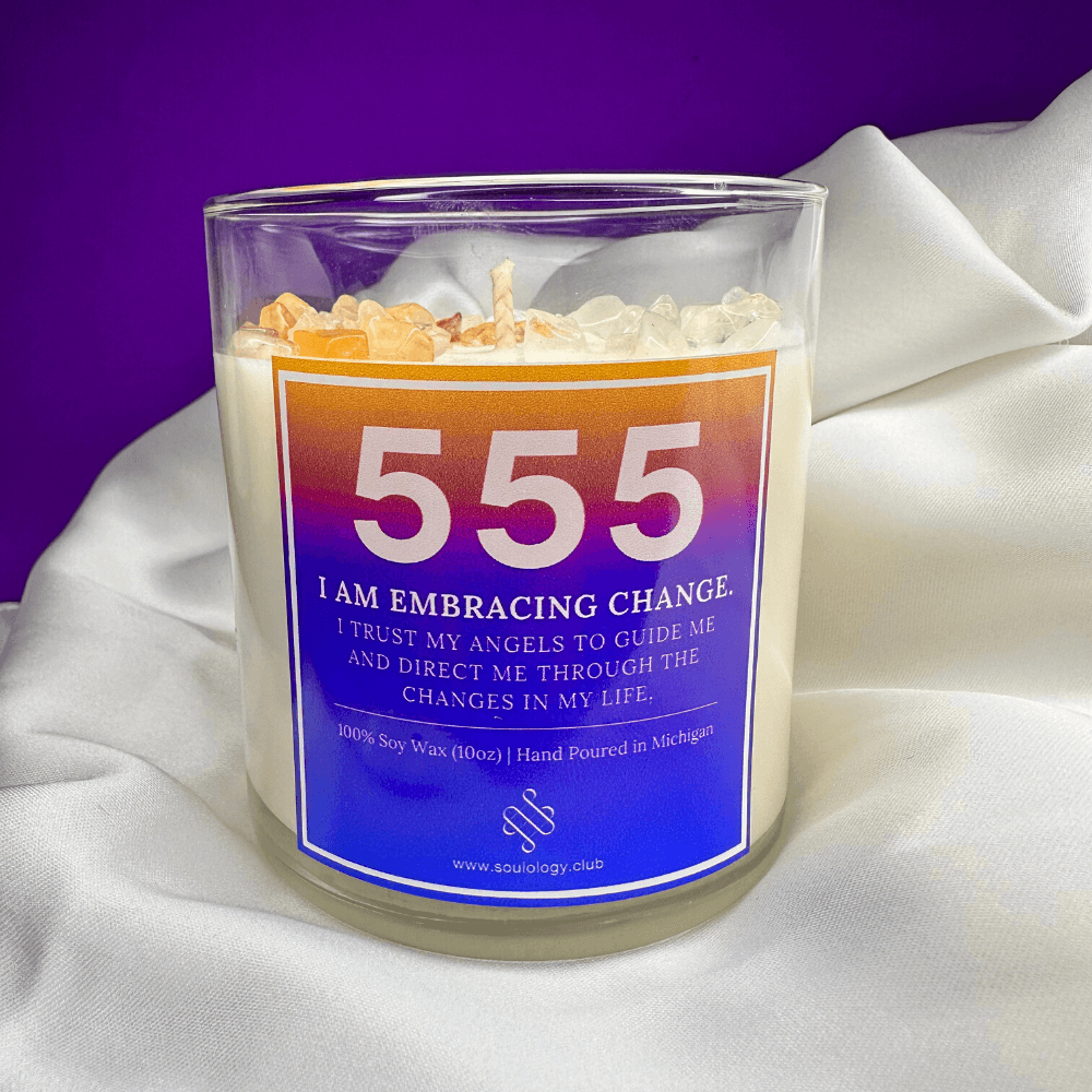 555 Angel Number Affirmation Candle