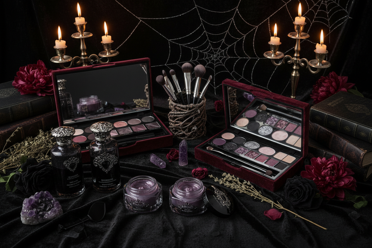 1920 x 1080 elegant, goth, witch, beauty, makeup, skincare, 4k, detailed, professional
