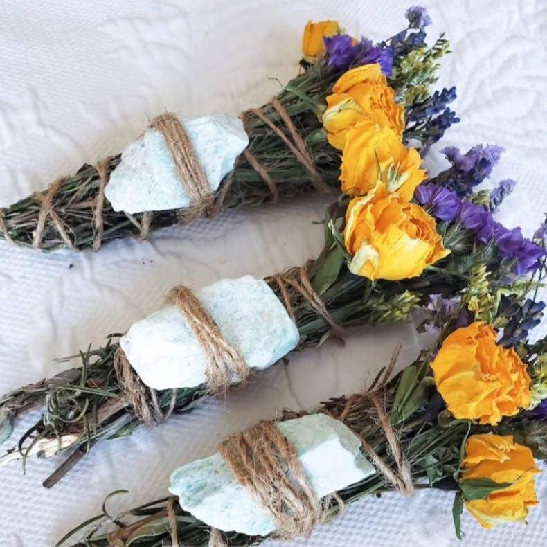 Amazonite - Emotional Bliss & Love Harmony Smudge Stick