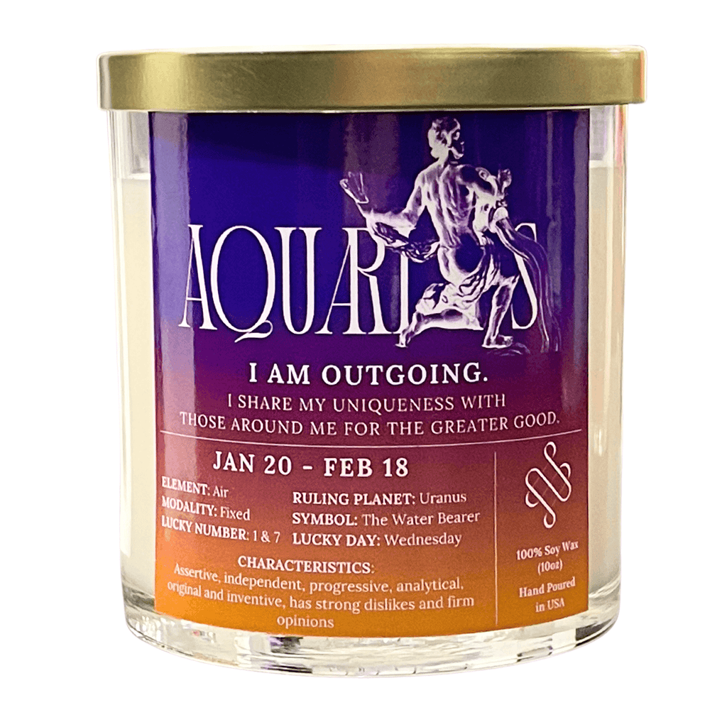 Aquarius Zodiac Sign Candle