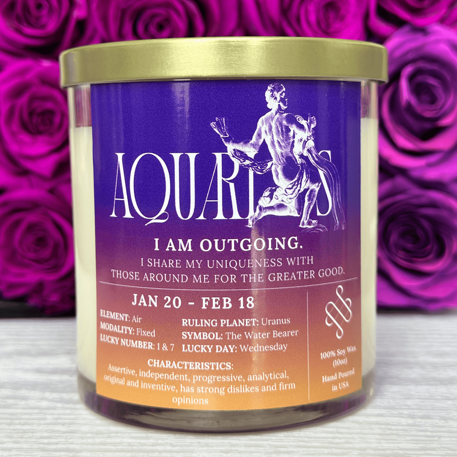 Aquarius Zodiac Sign Candle