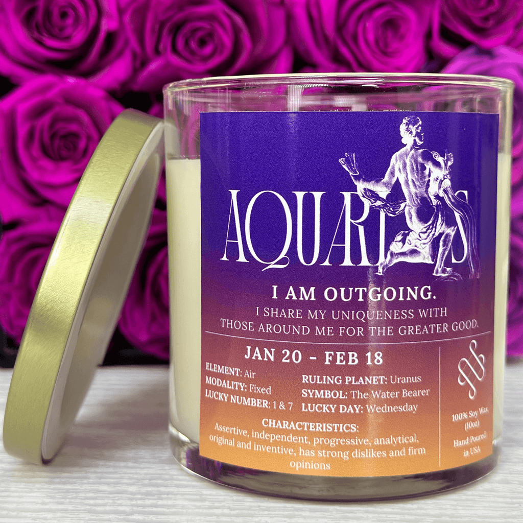 Aquarius Zodiac Sign Candle