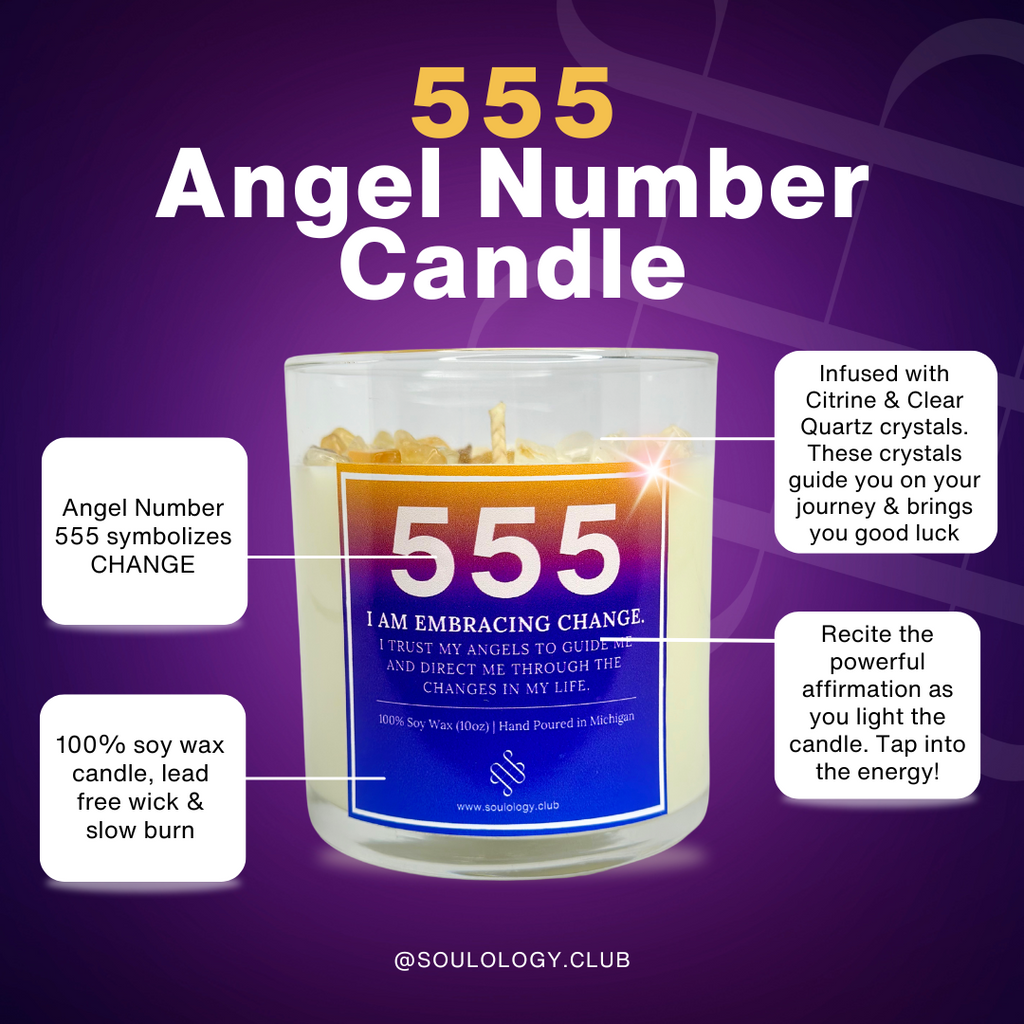 555 Angel Number Affirmation Candle