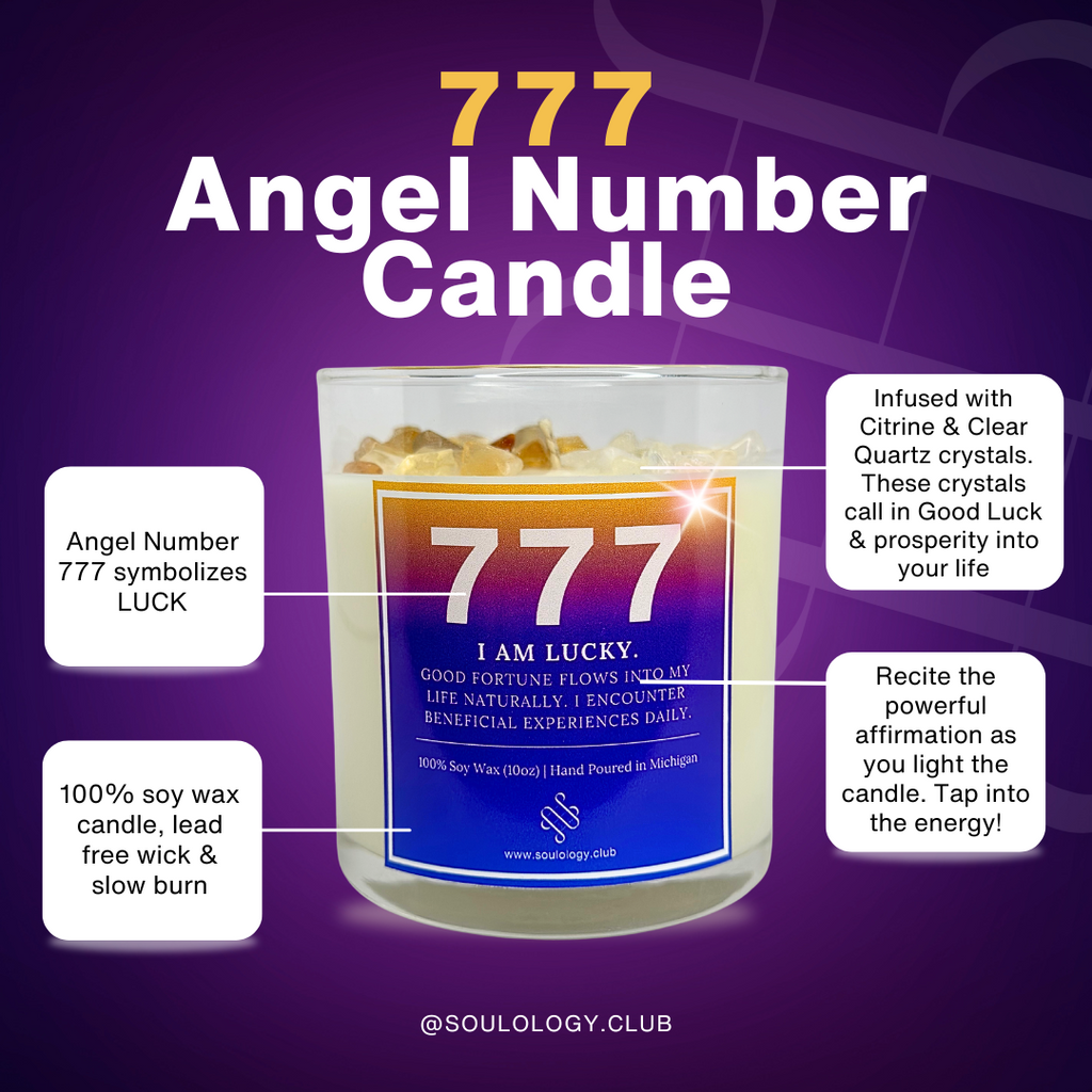 777 Angel Number Affirmation Candle