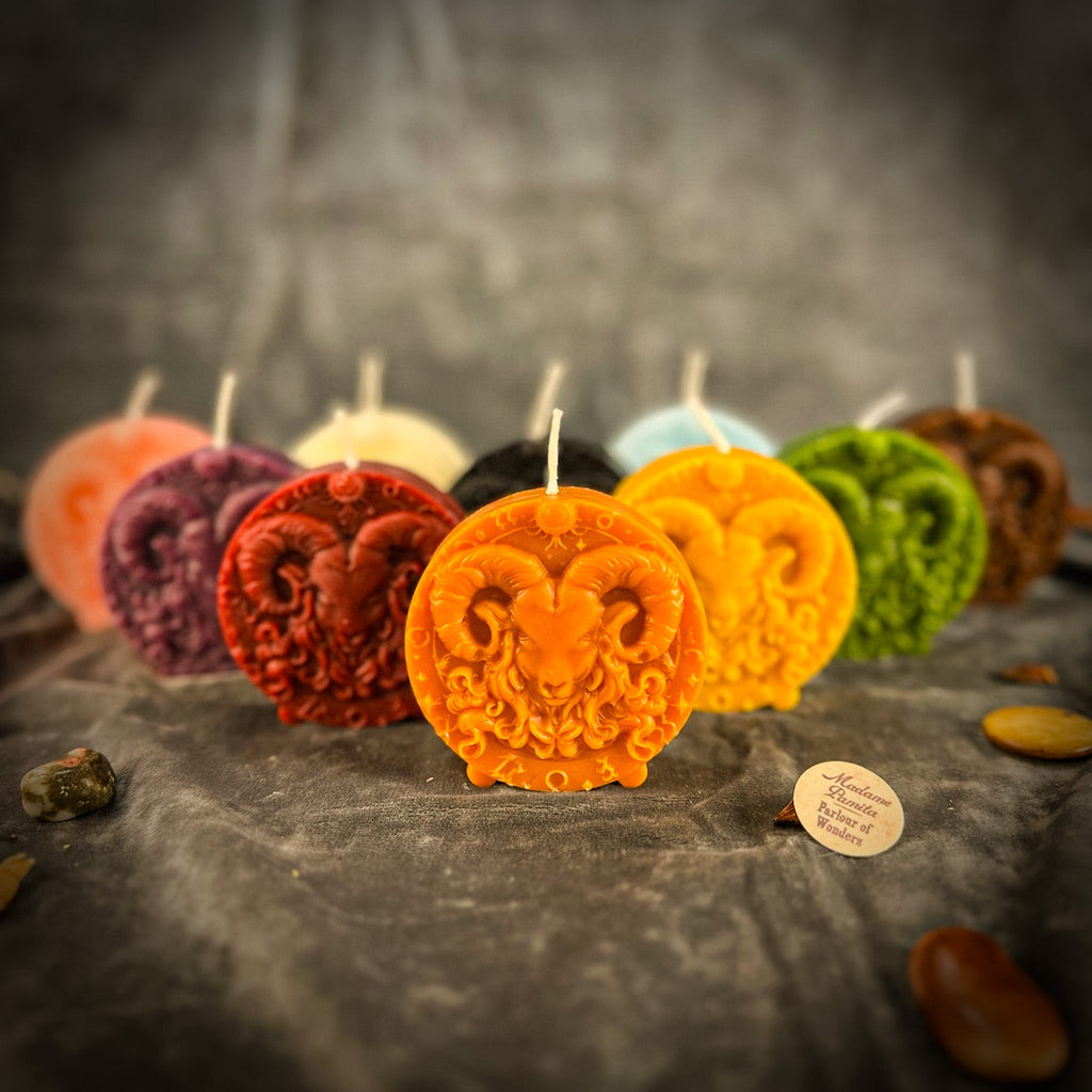 Beeswax Aries Ram Zodiac Spell Candle