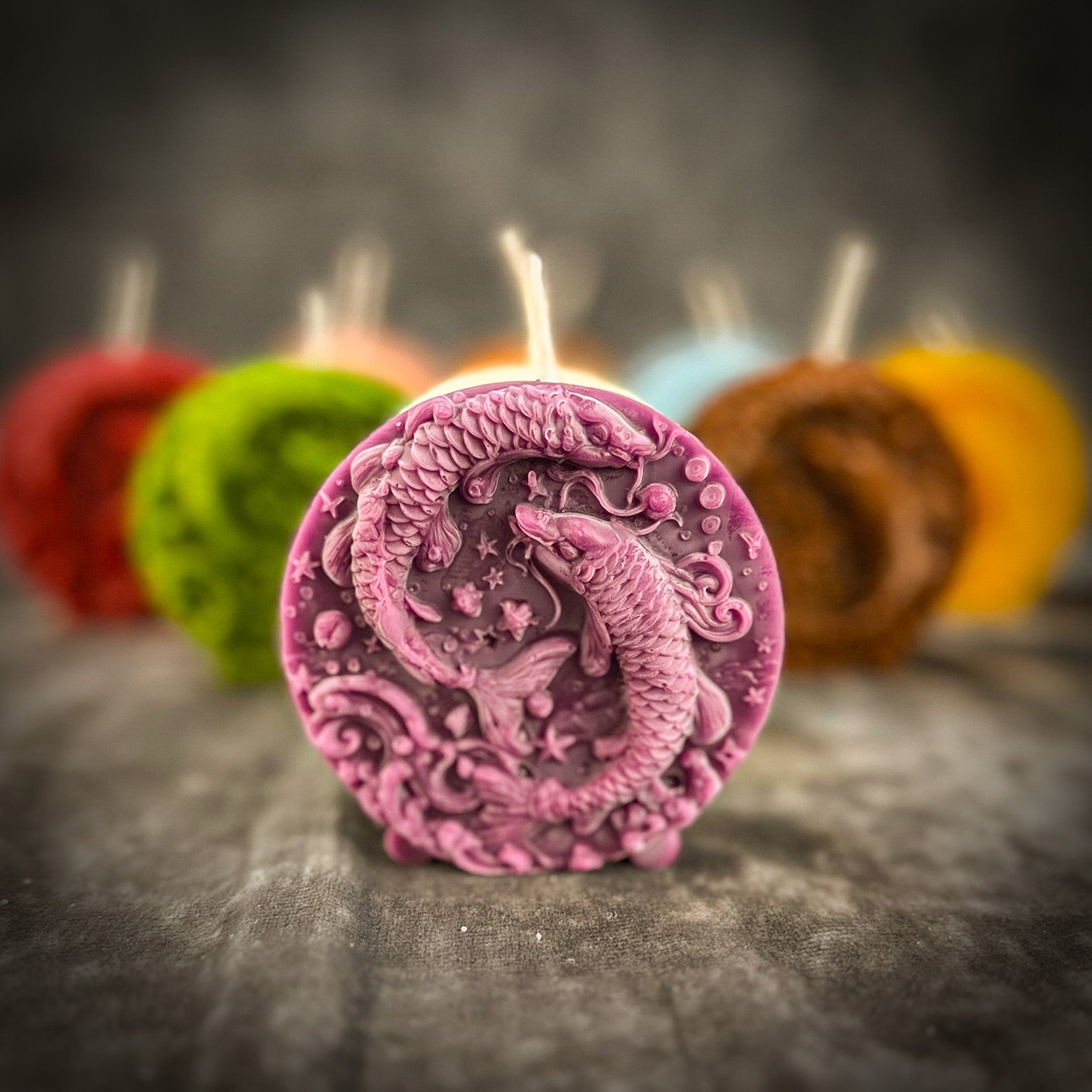 Beeswax Pisces Fish Zodiac Spell Candle