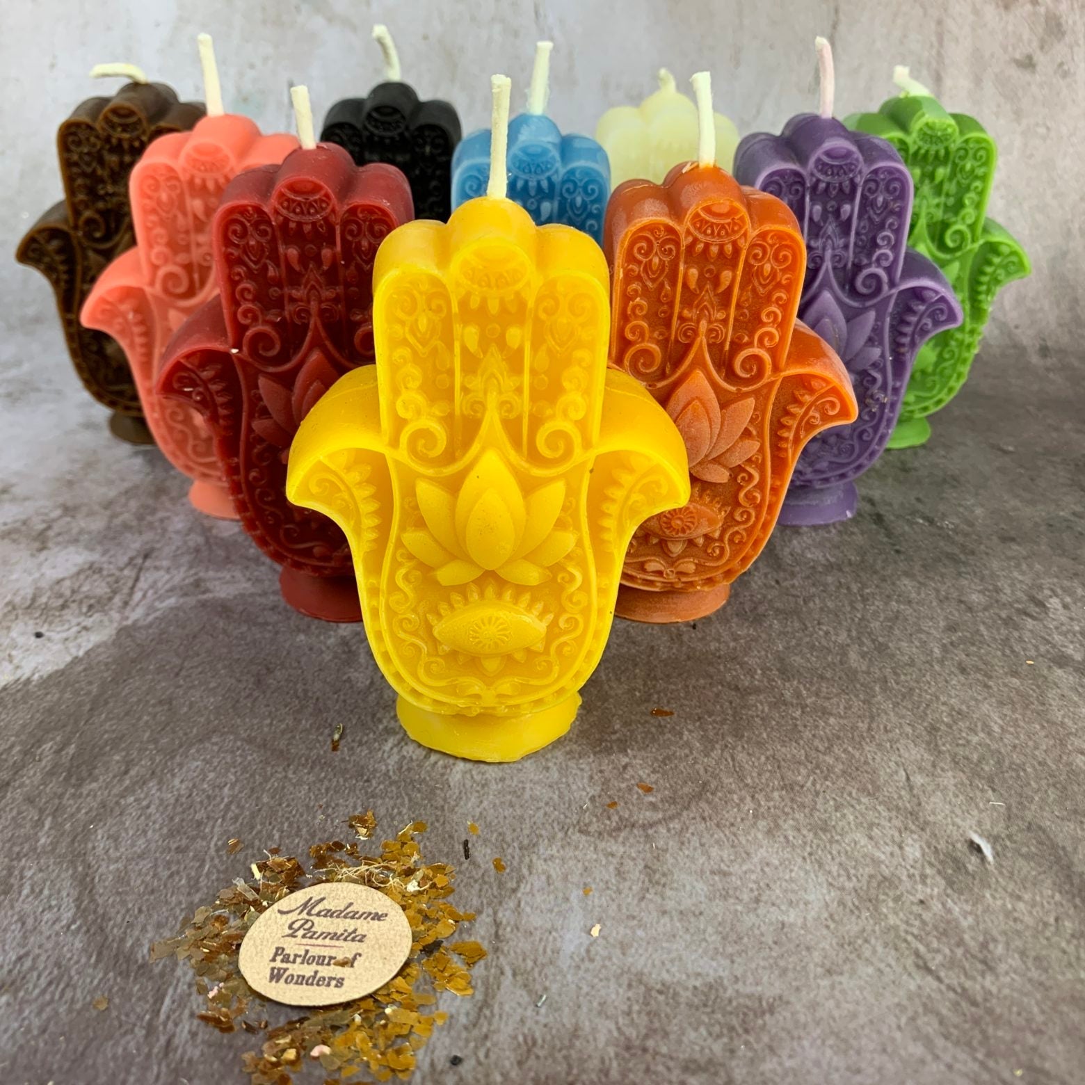 Beeswax Hamsa Hand Spell Candle - Evil Eye Protection & Blessing Magic