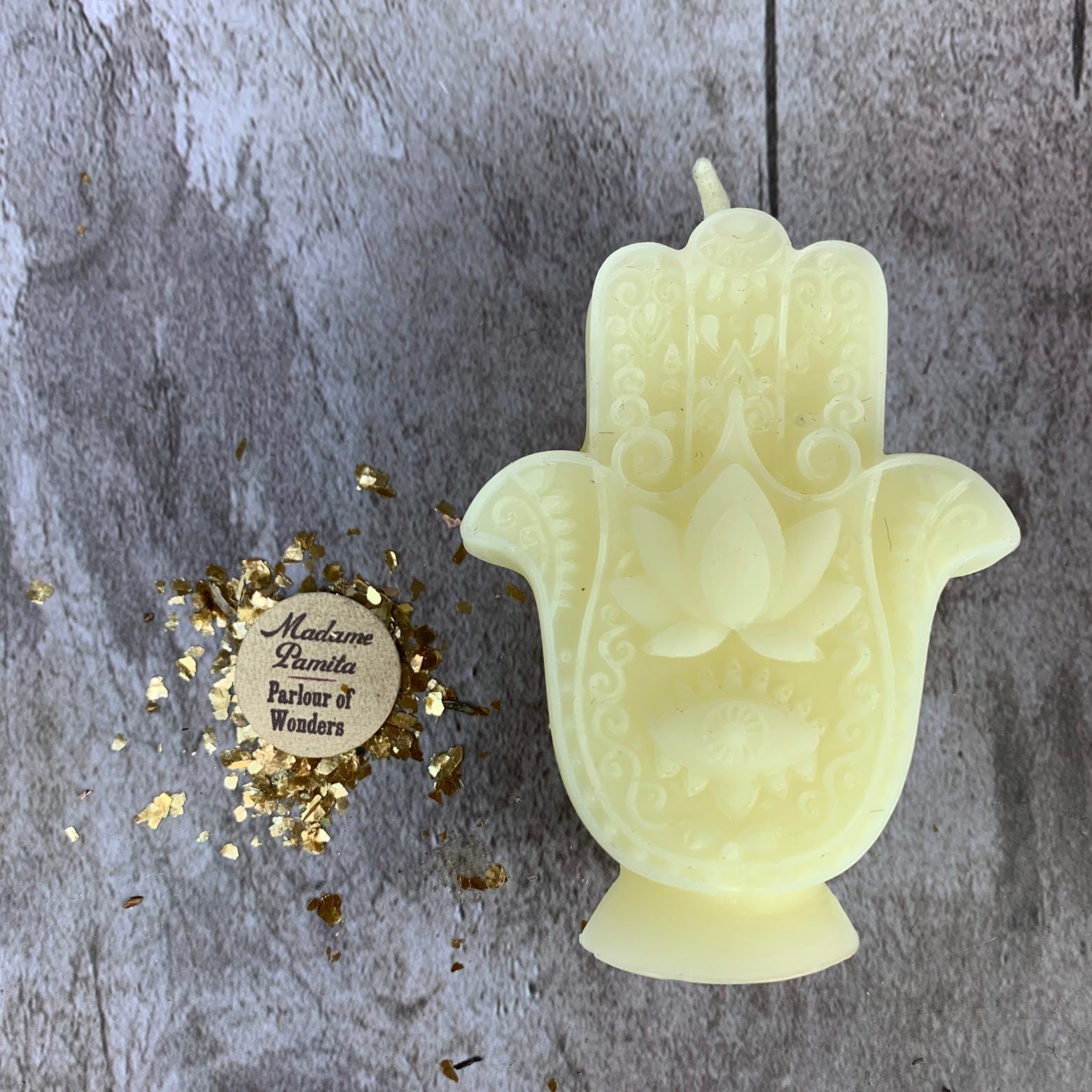 Beeswax Hamsa Hand Spell Candle - Evil Eye Protection & Blessing Magic