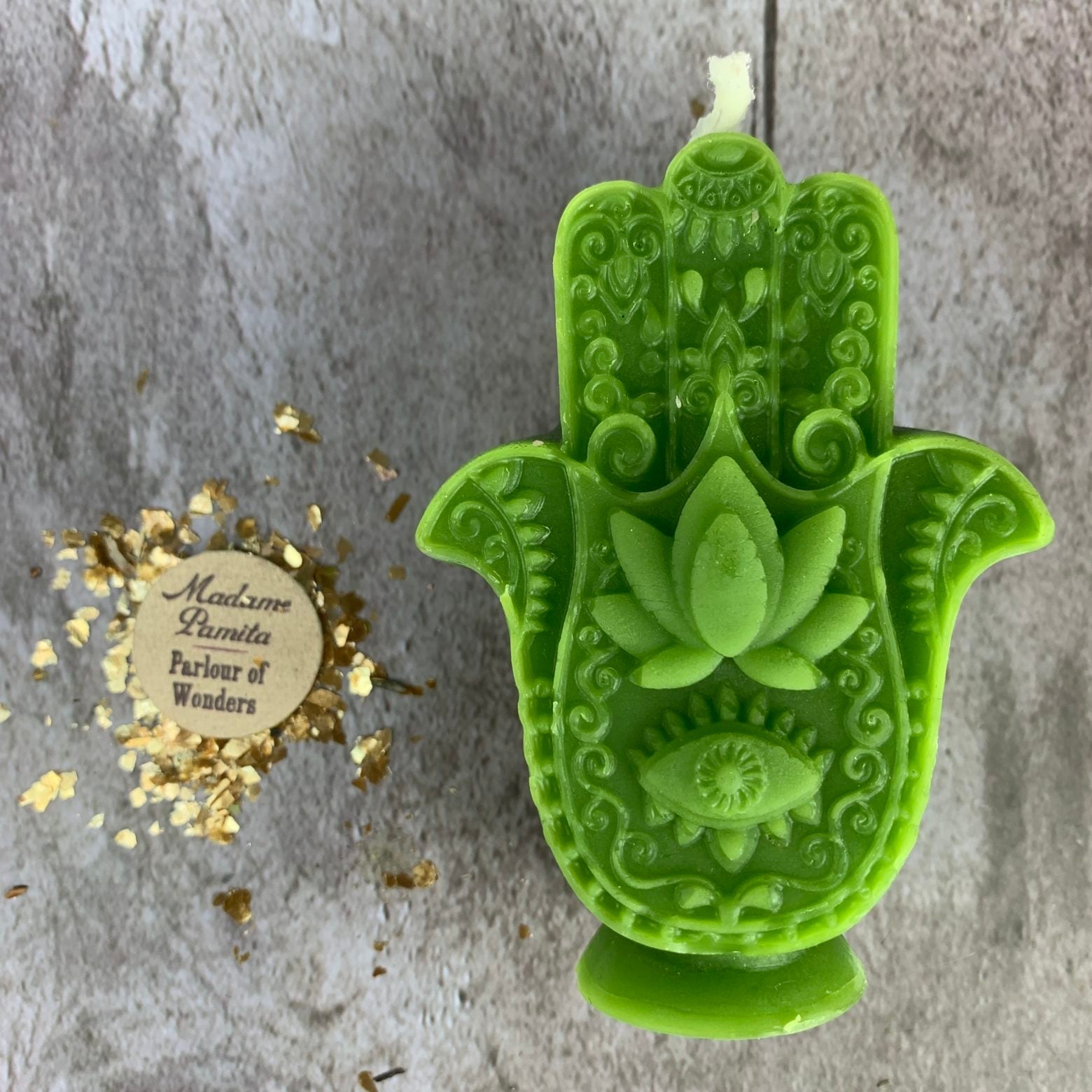 Beeswax Hamsa Hand Spell Candle - Evil Eye Protection & Blessing Magic
