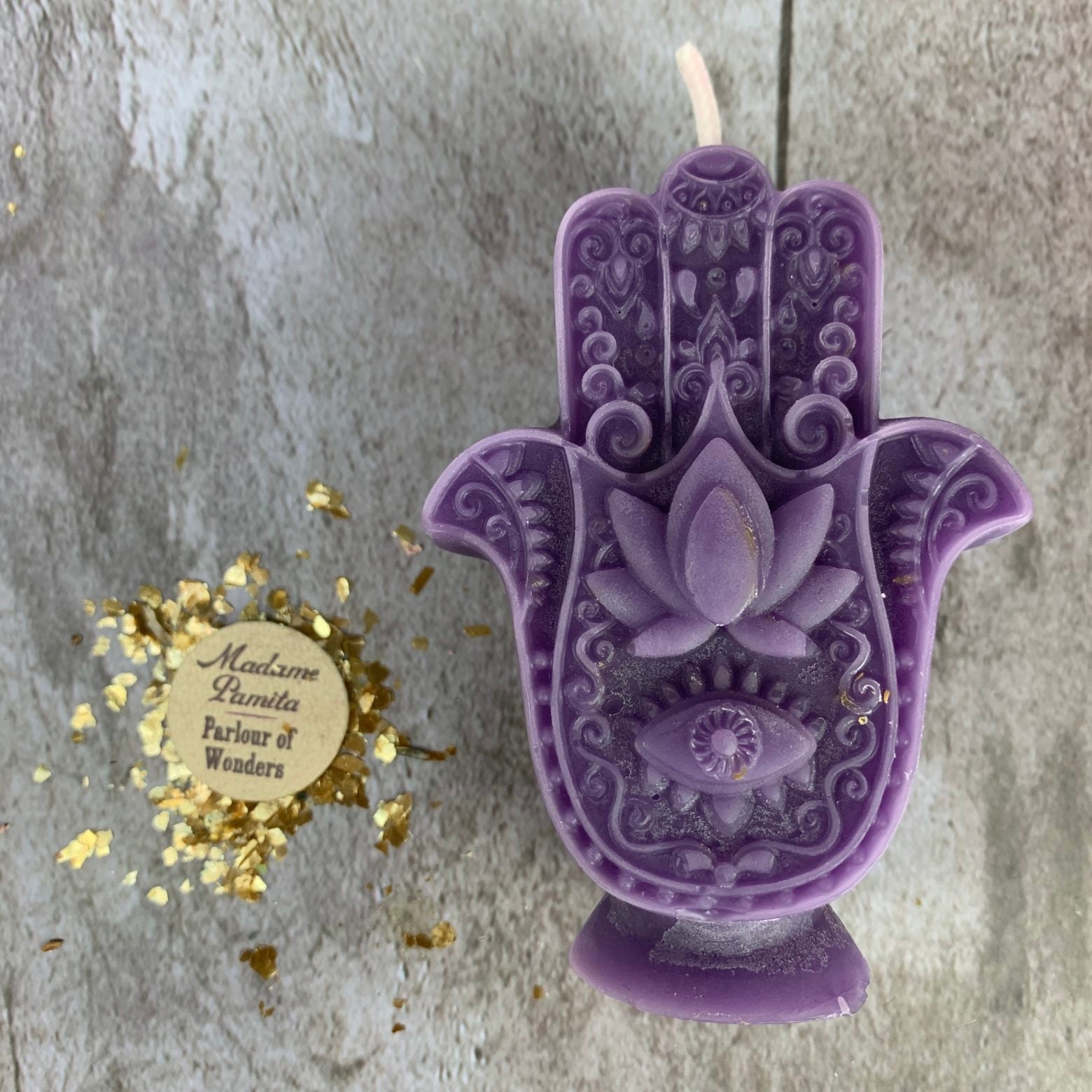 Beeswax Hamsa Hand Spell Candle - Evil Eye Protection & Blessing Magic