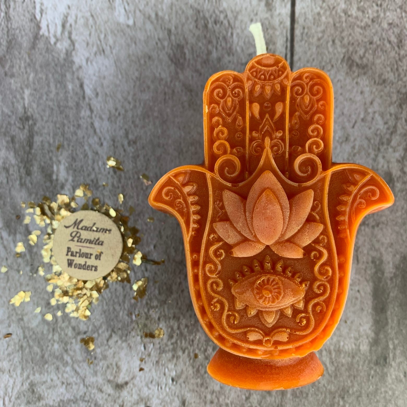 Beeswax Hamsa Hand Spell Candle - Evil Eye Protection & Blessing Magic