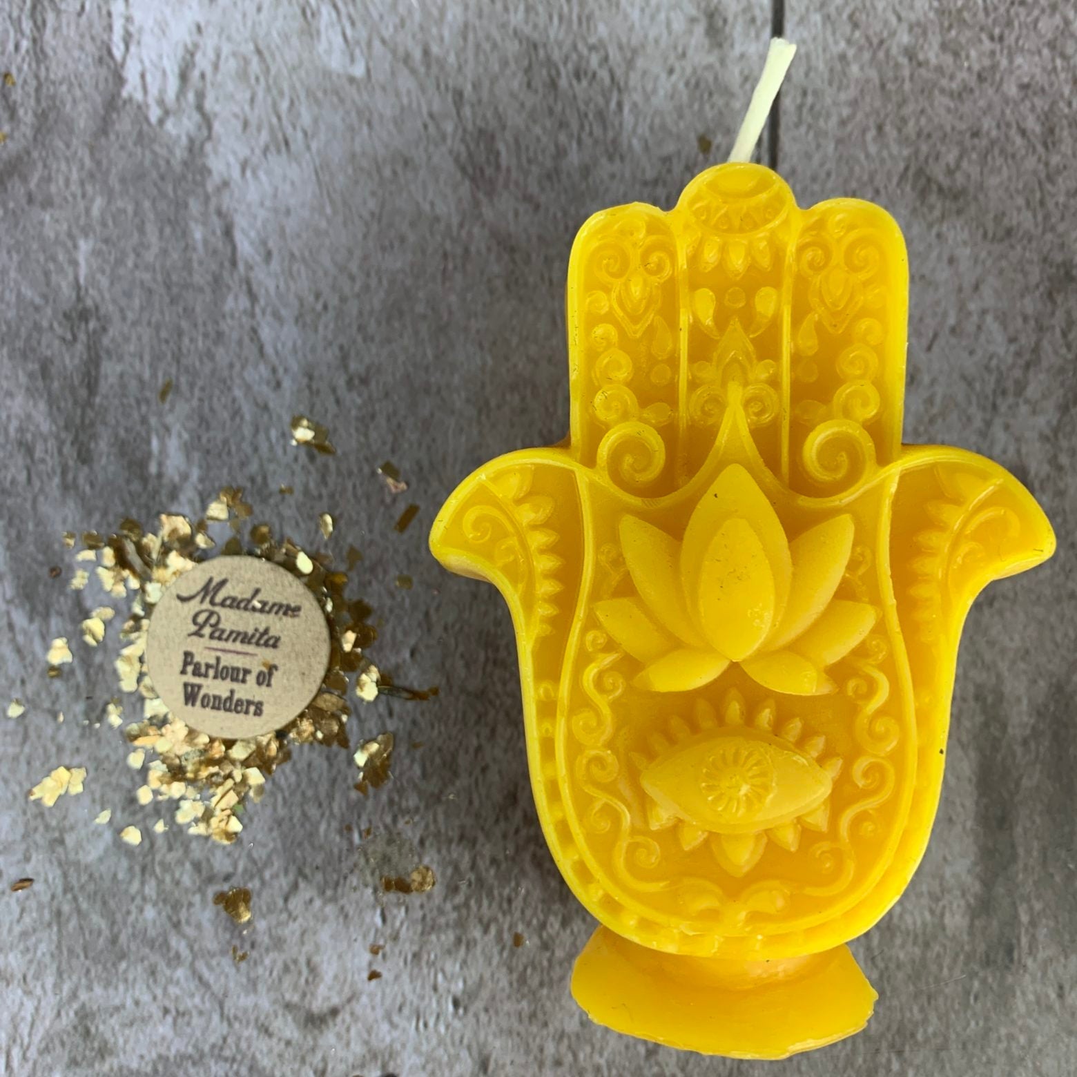 Beeswax Hamsa Hand Spell Candle - Evil Eye Protection & Blessing Magic