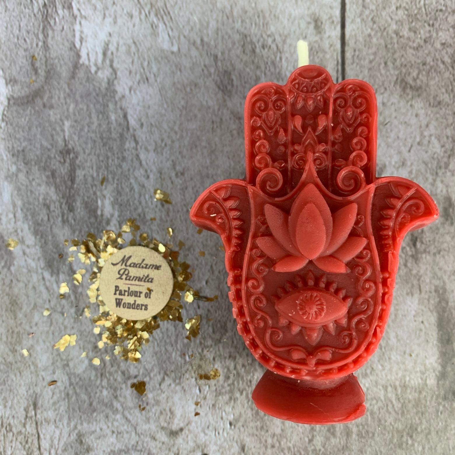 Beeswax Hamsa Hand Spell Candle - Evil Eye Protection & Blessing Magic