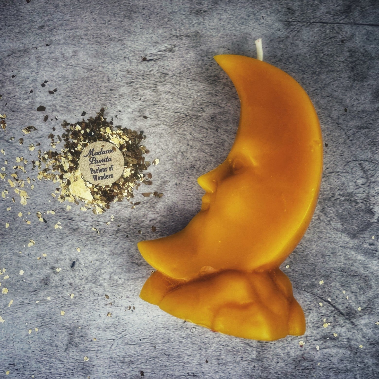 Beeswax Crescent Moon Spell Candle - Lunar Magic & Manifestation