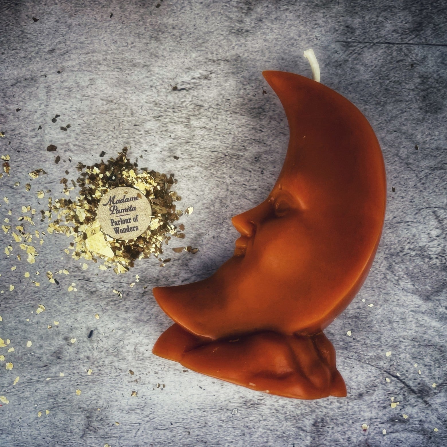 Beeswax Crescent Moon Spell Candle - Lunar Magic & Manifestation