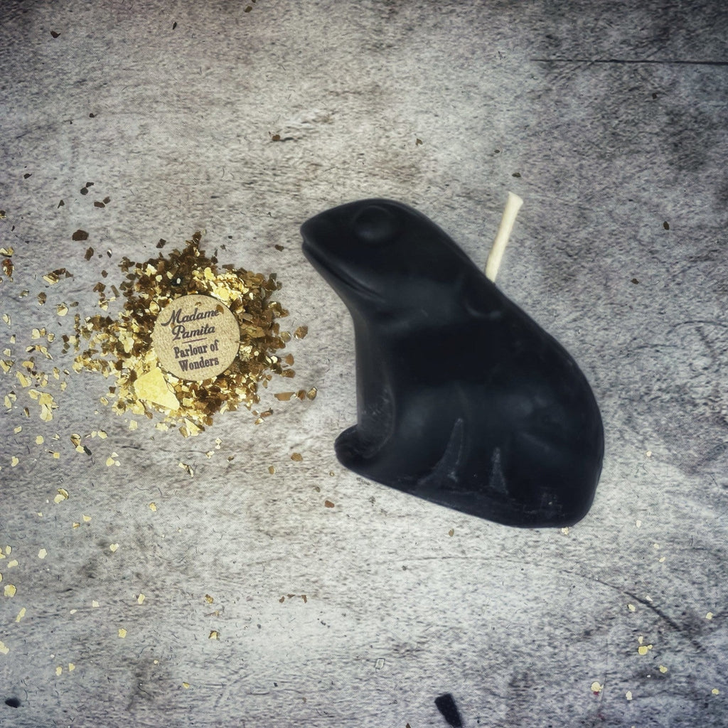 Beeswax Lucky Money Frog Spell Candle - Abundance & Prosperity Magic