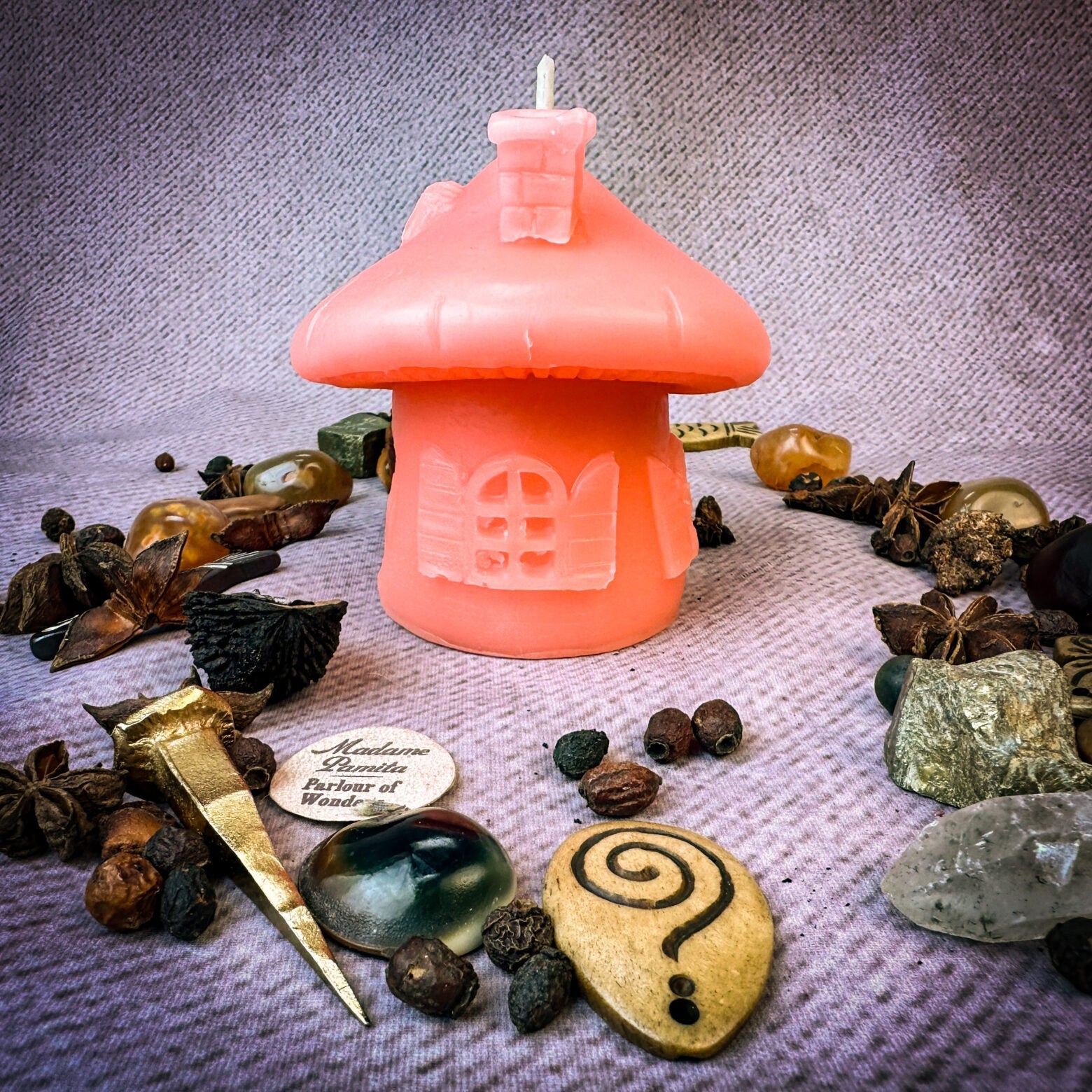 Beeswax Mushroom Fairy Hut Cozy Home Spell Candle