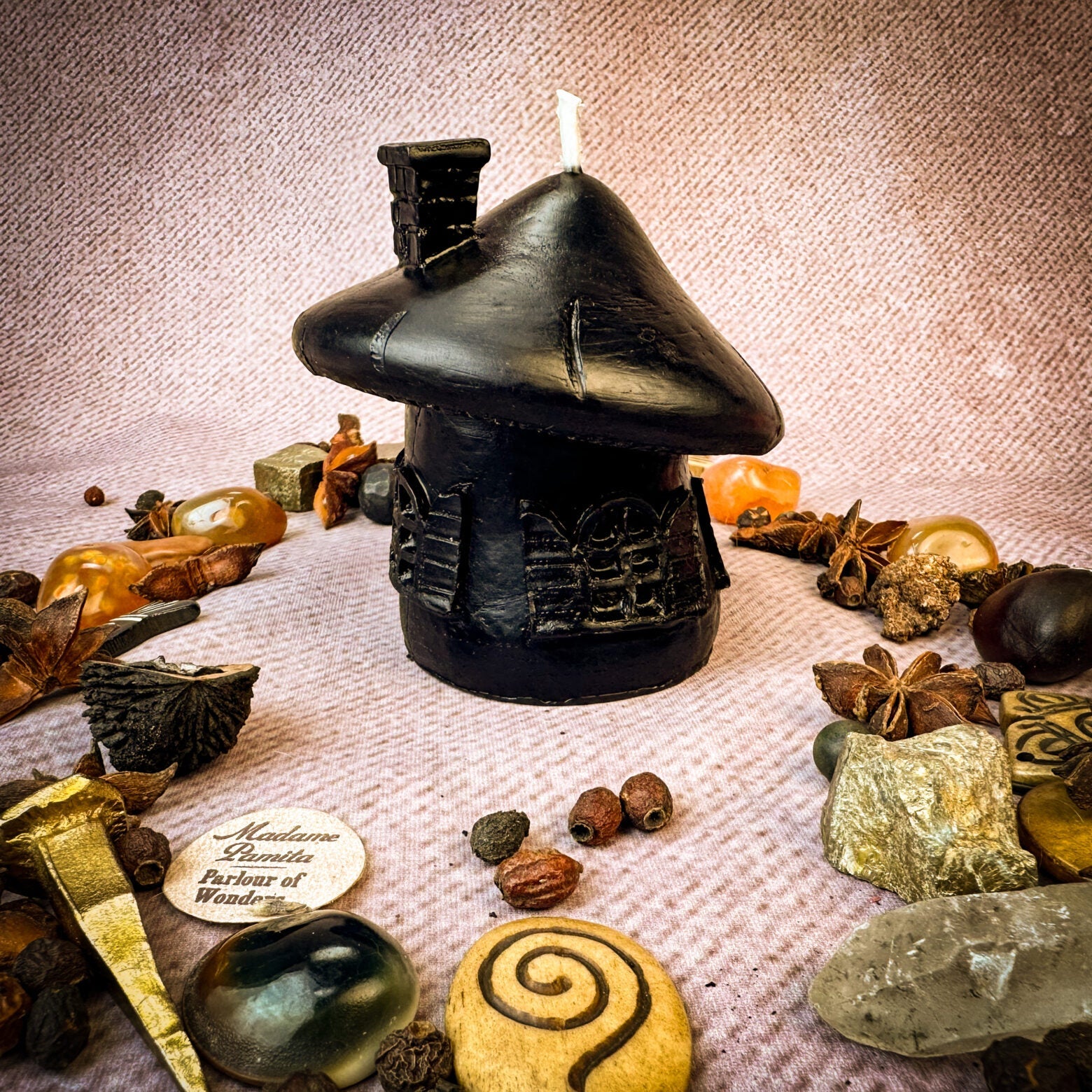 Beeswax Mushroom Fairy Hut Cozy Home Spell Candle