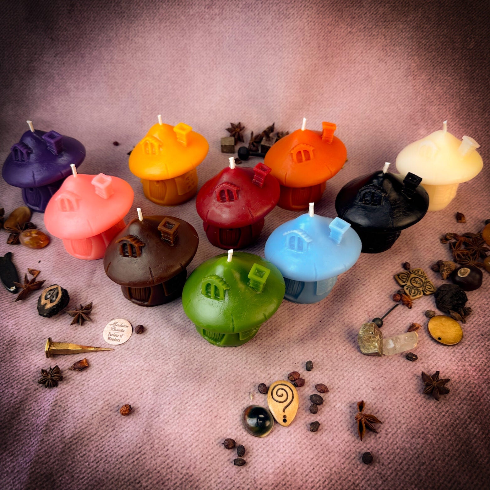 Beeswax Mushroom Fairy Hut Cozy Home Spell Candle