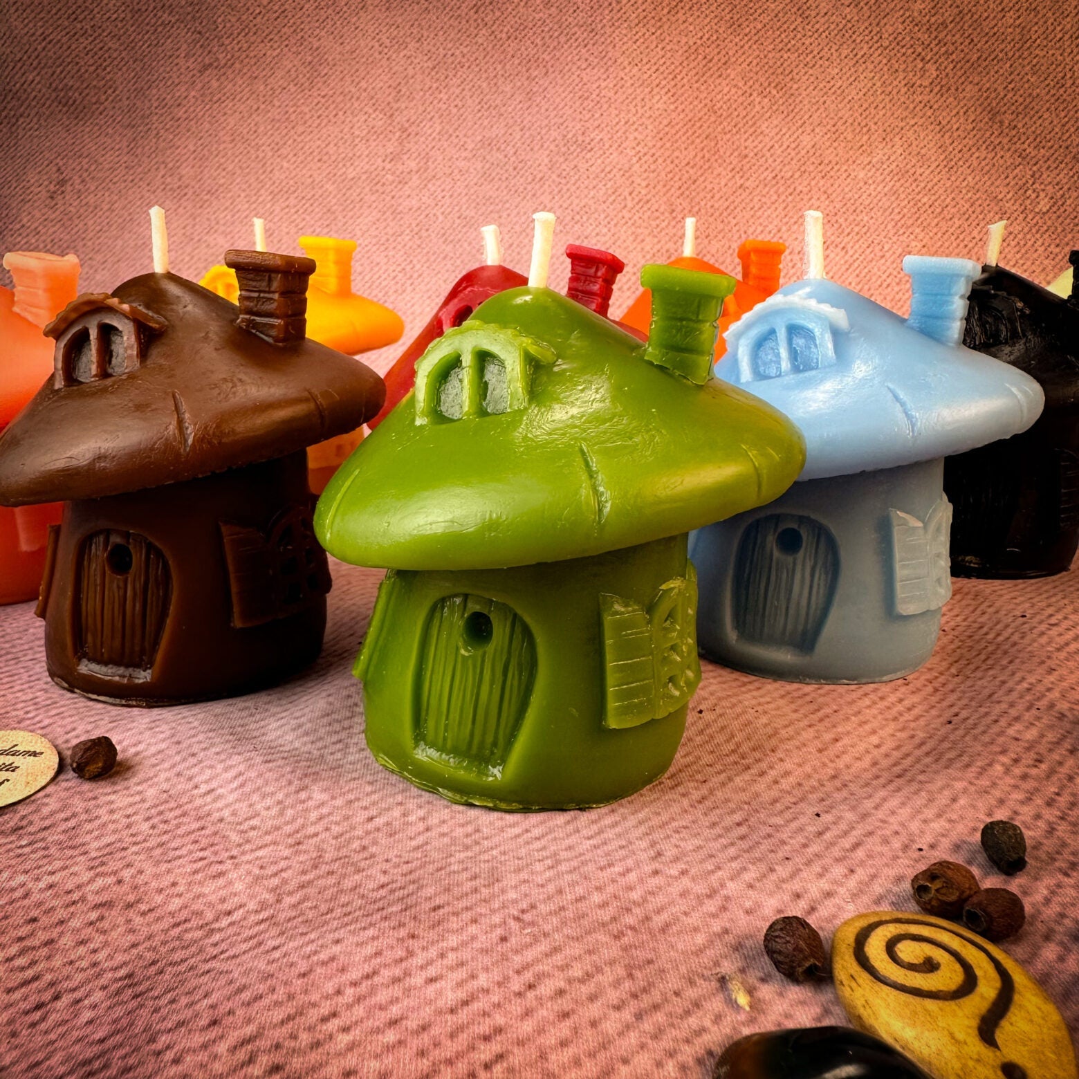 Beeswax Mushroom Fairy Hut Cozy Home Spell Candle