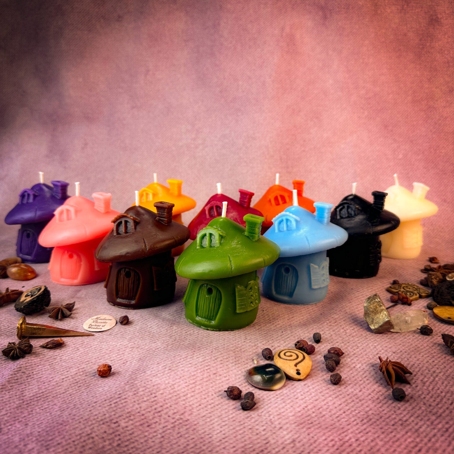 Beeswax Mushroom Fairy Hut Cozy Home Spell Candle