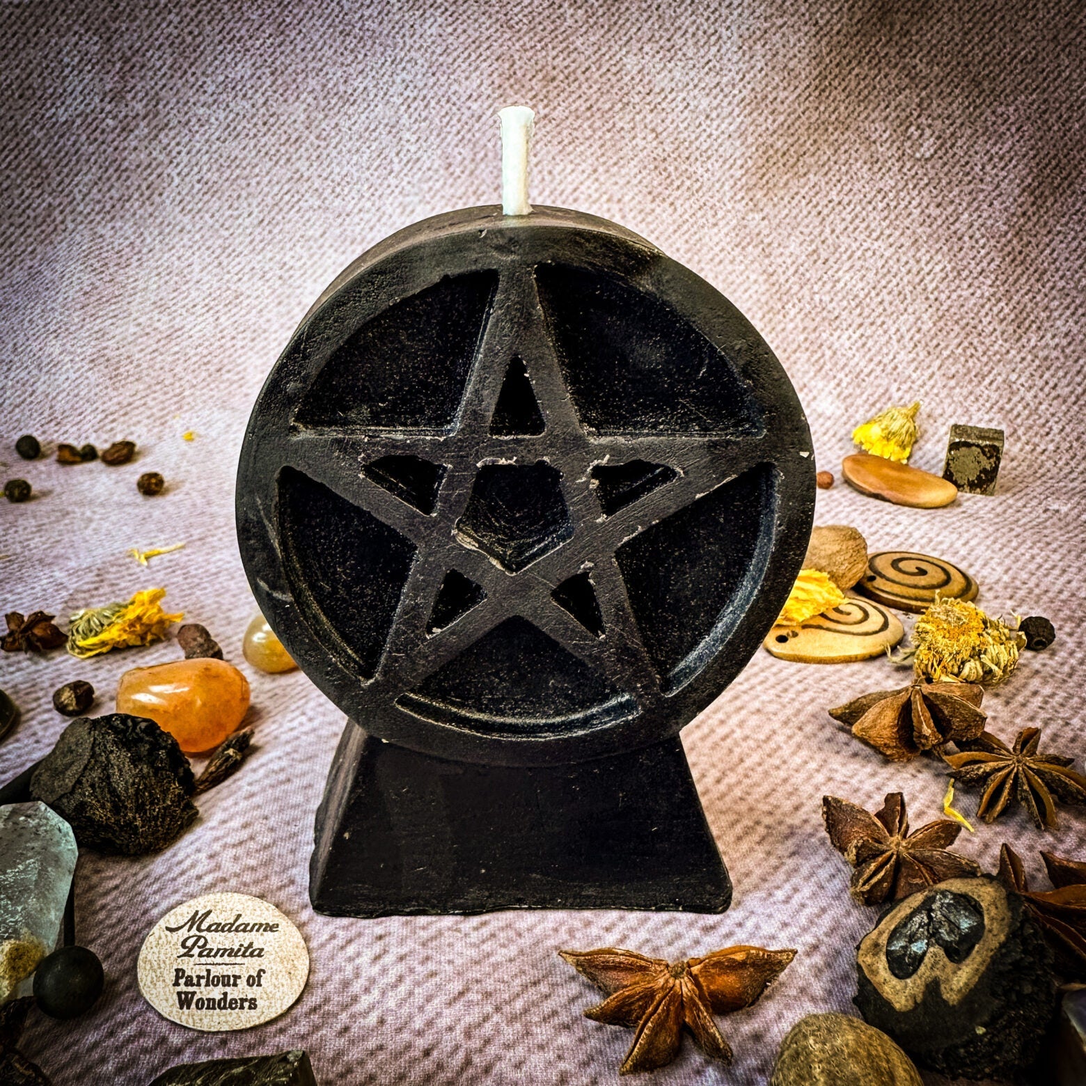Beeswax Pentacle of Protection Spell Candle