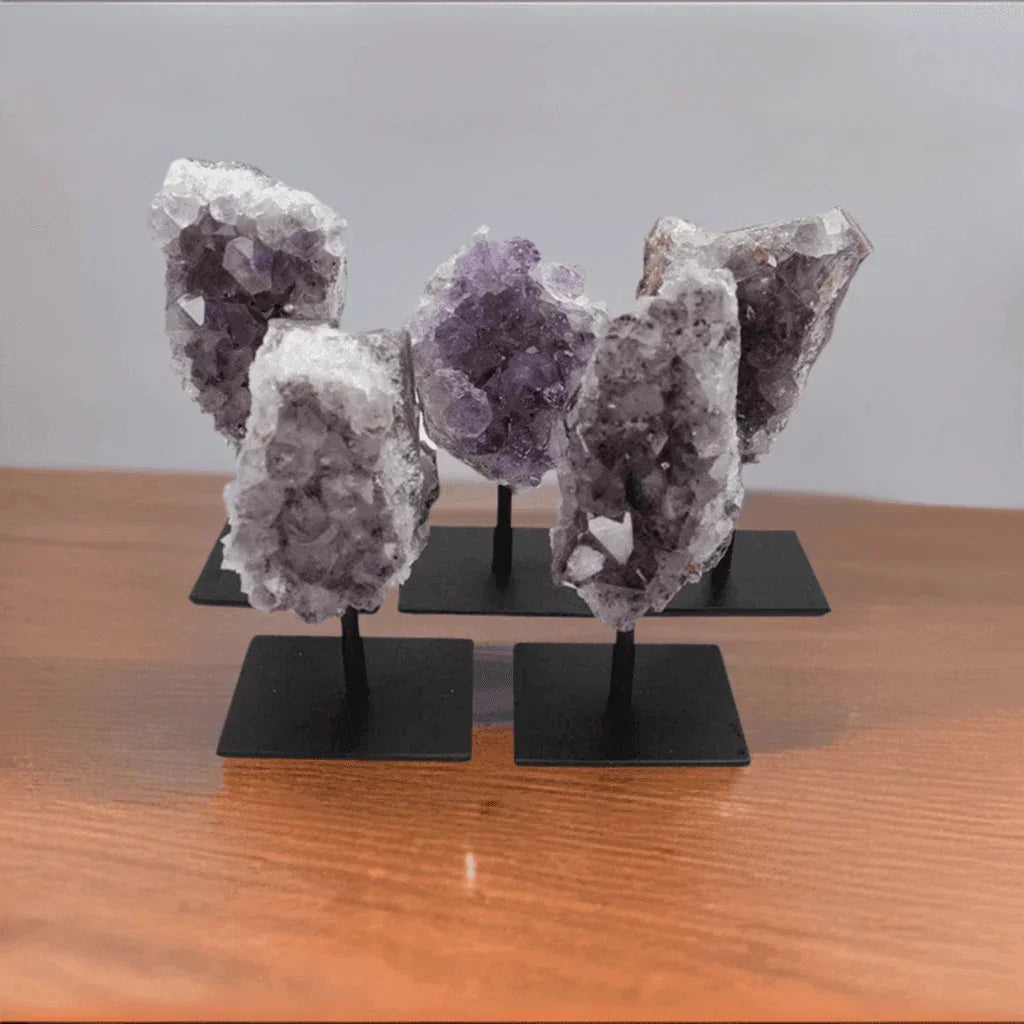 Amethyst Cluster on Metal Stand