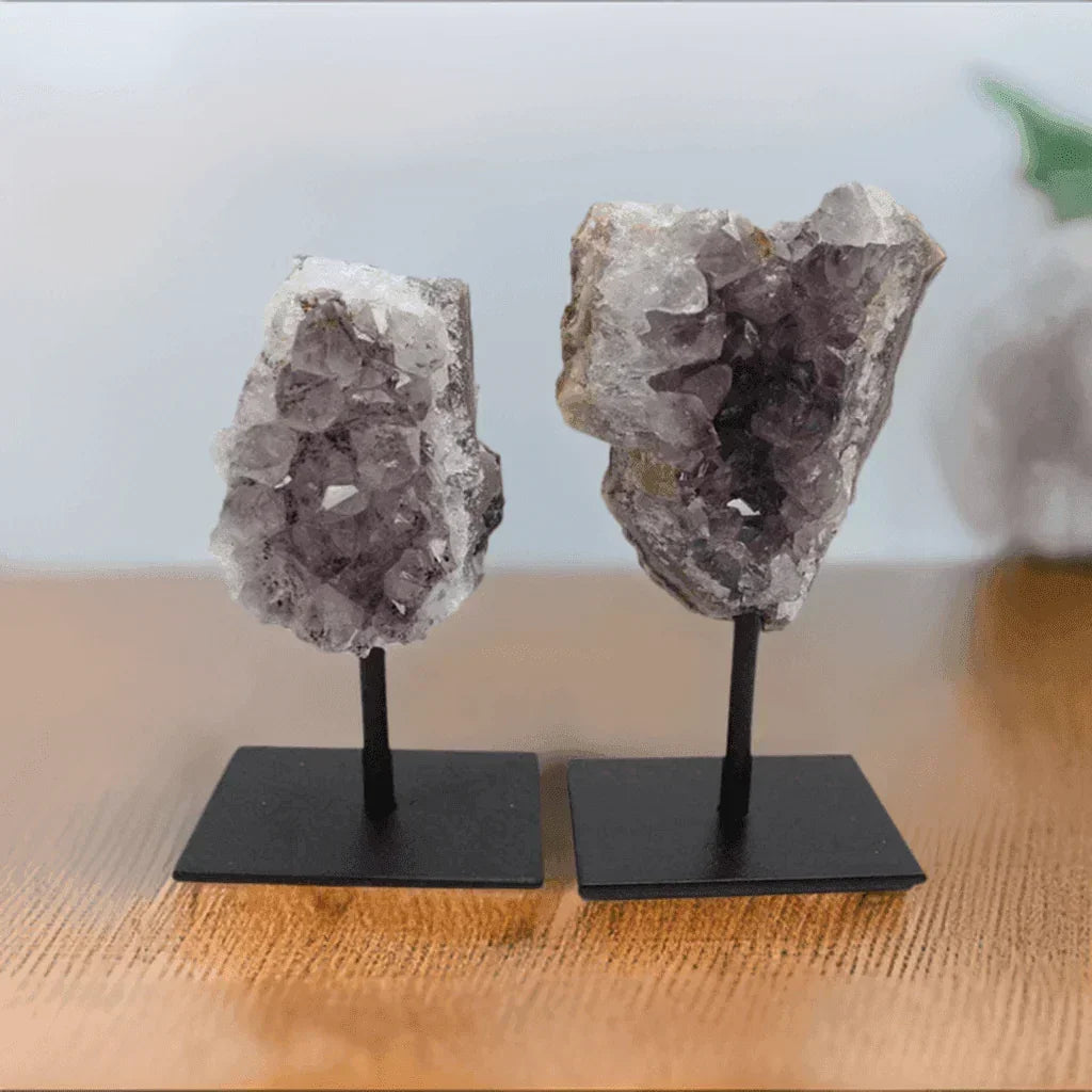 Amethyst Cluster on Metal Stand
