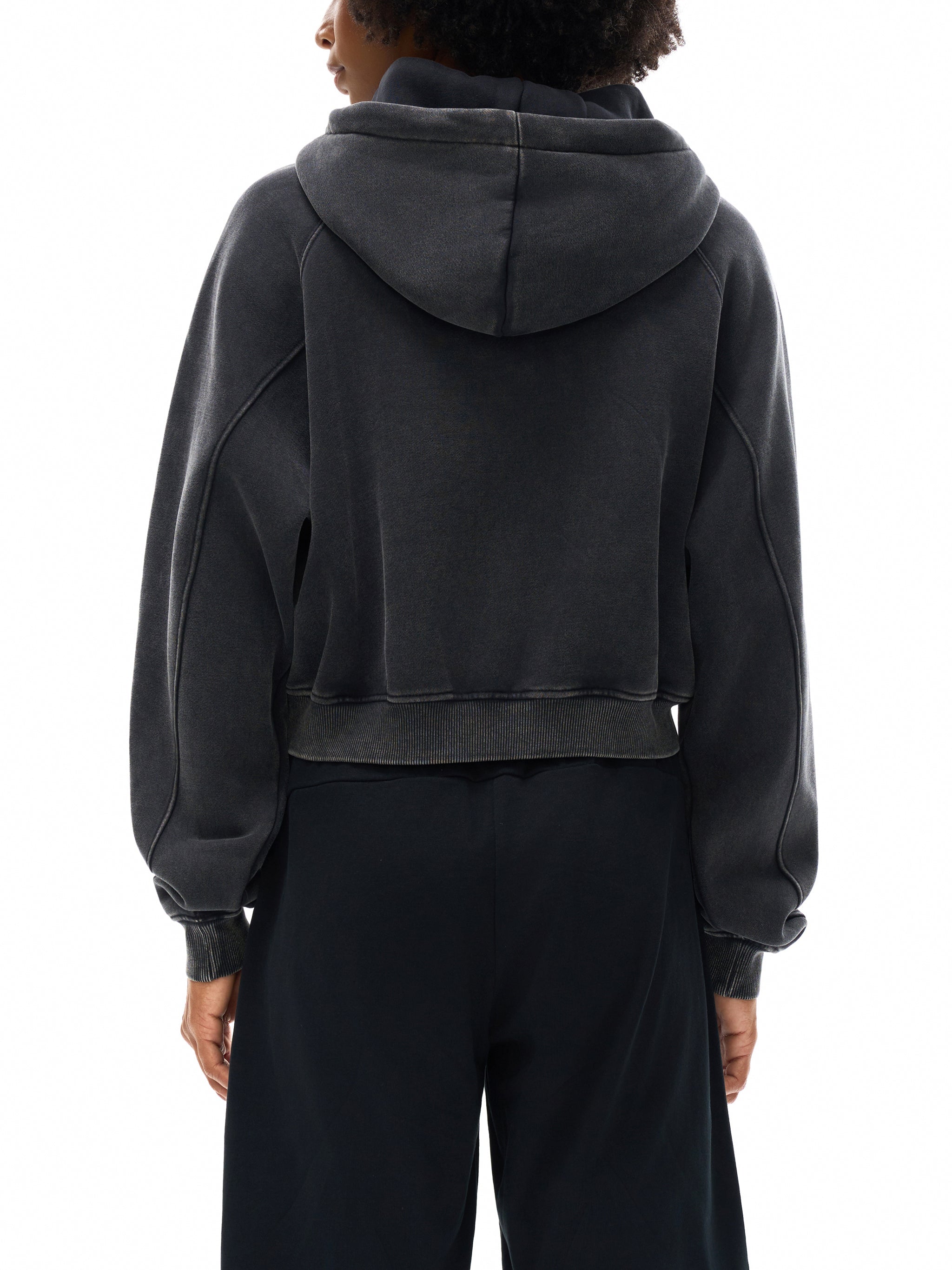 Basic B Grunge Wash Cropped Hoodie