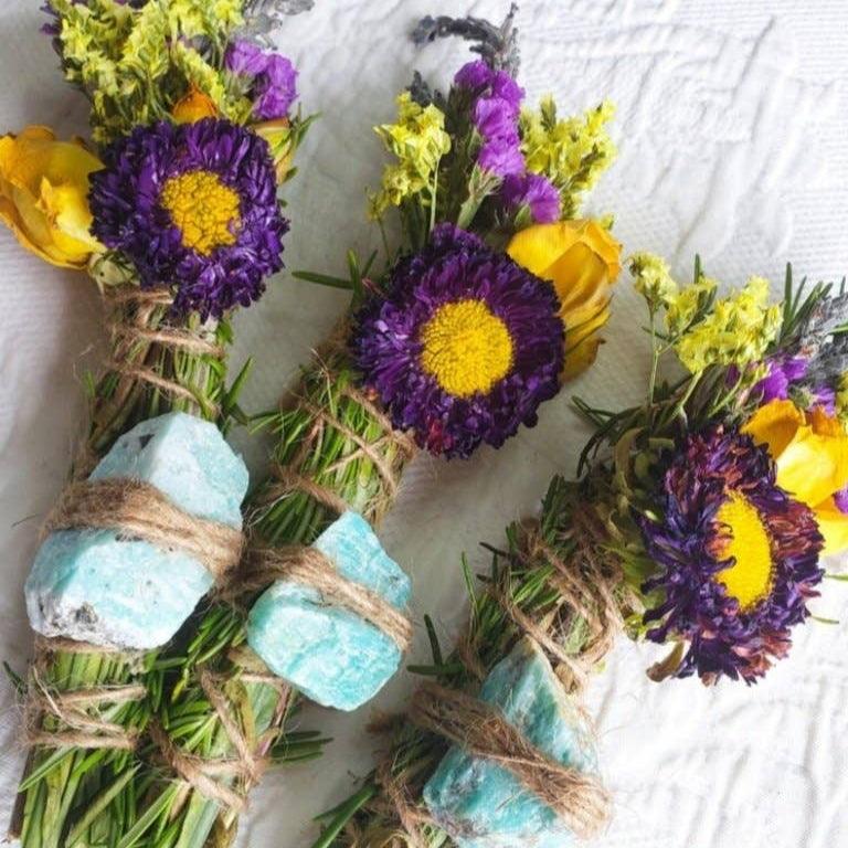 Amazonite - Emotional Bliss & Love Harmony Smudge Stick