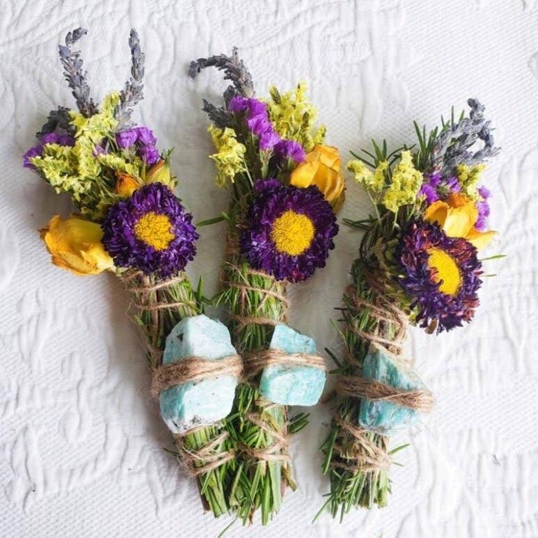 Amazonite - Emotional Bliss & Love Harmony Smudge Stick