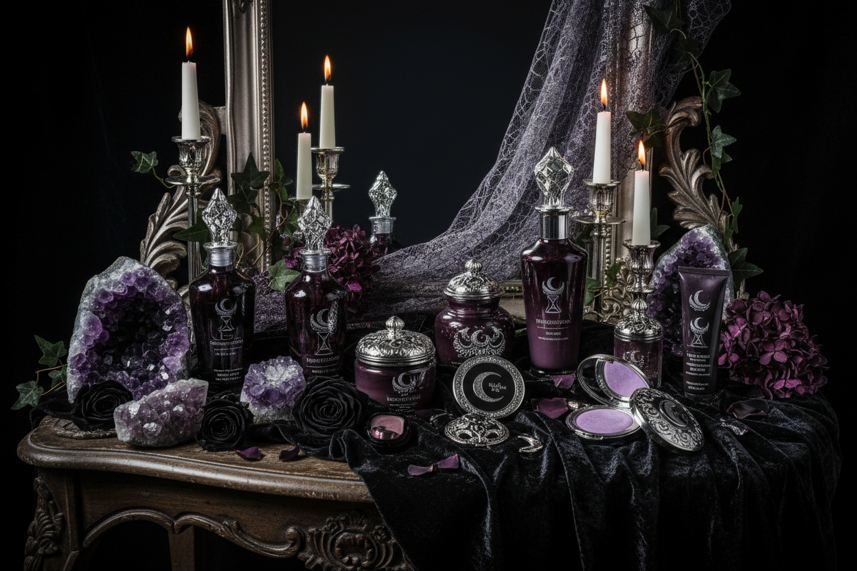 Goth, elegant, witch, makeup, beauty, skincare