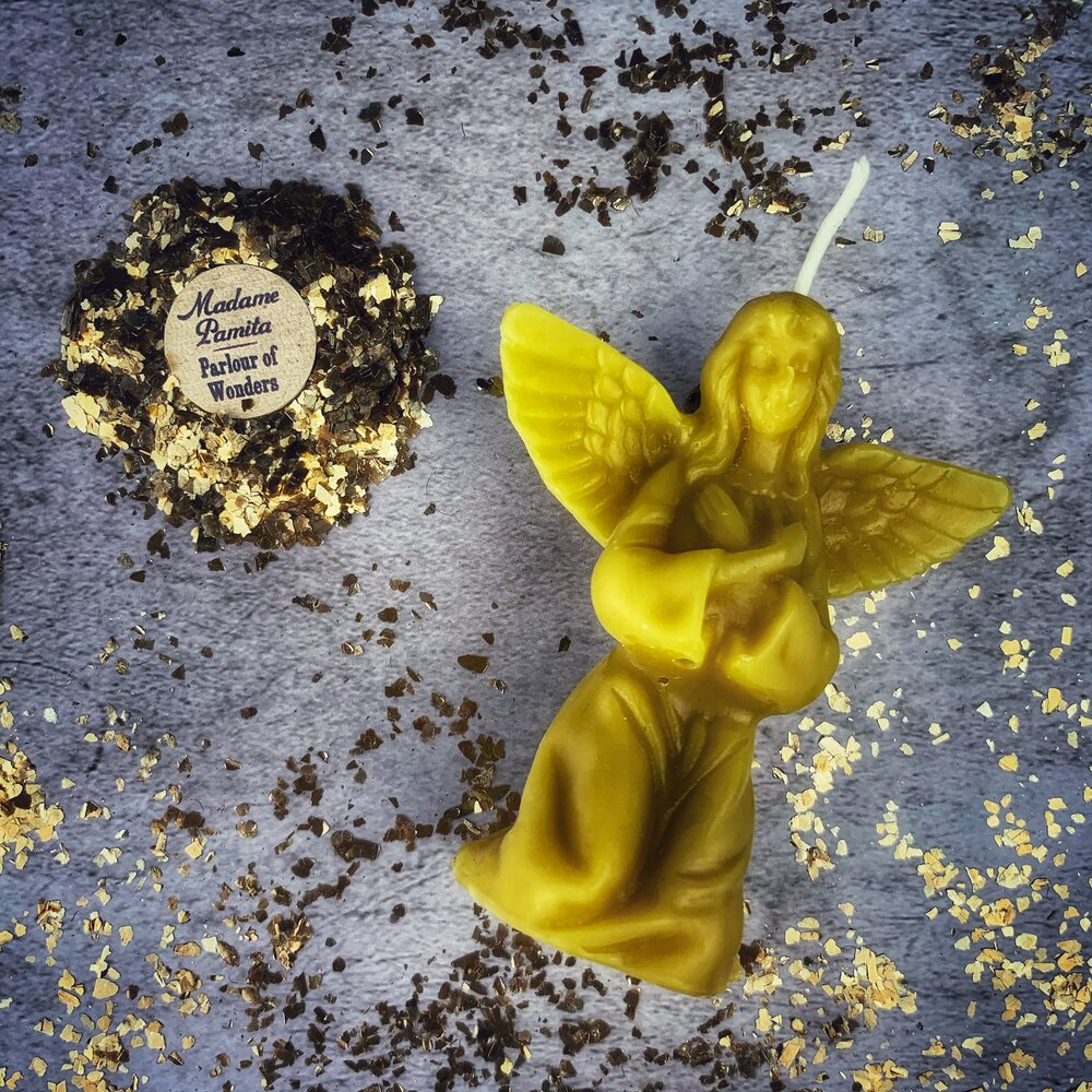 Beeswax Angel Spell Candle - Connect with Spirit Guides & Divine Blessings Magic