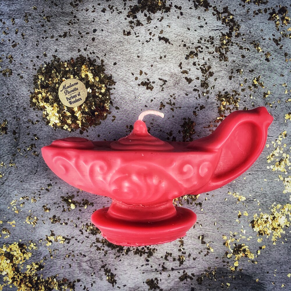 Beeswax Aladdin's Lamp Spell Candle - Wish Manifestation & Three Wishes Magic