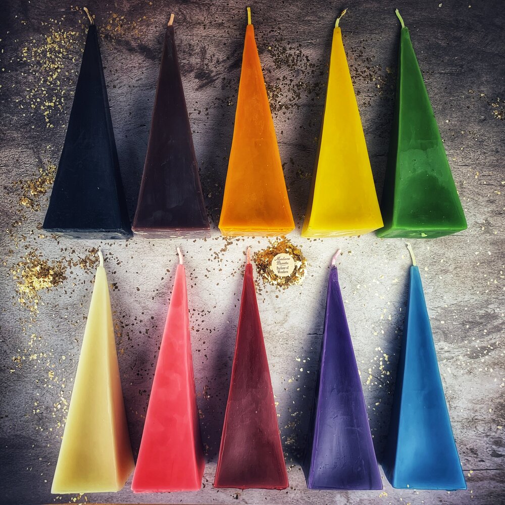 Beeswax Pyramid Spell Candle - Long-Lasting Success & Stability Magic