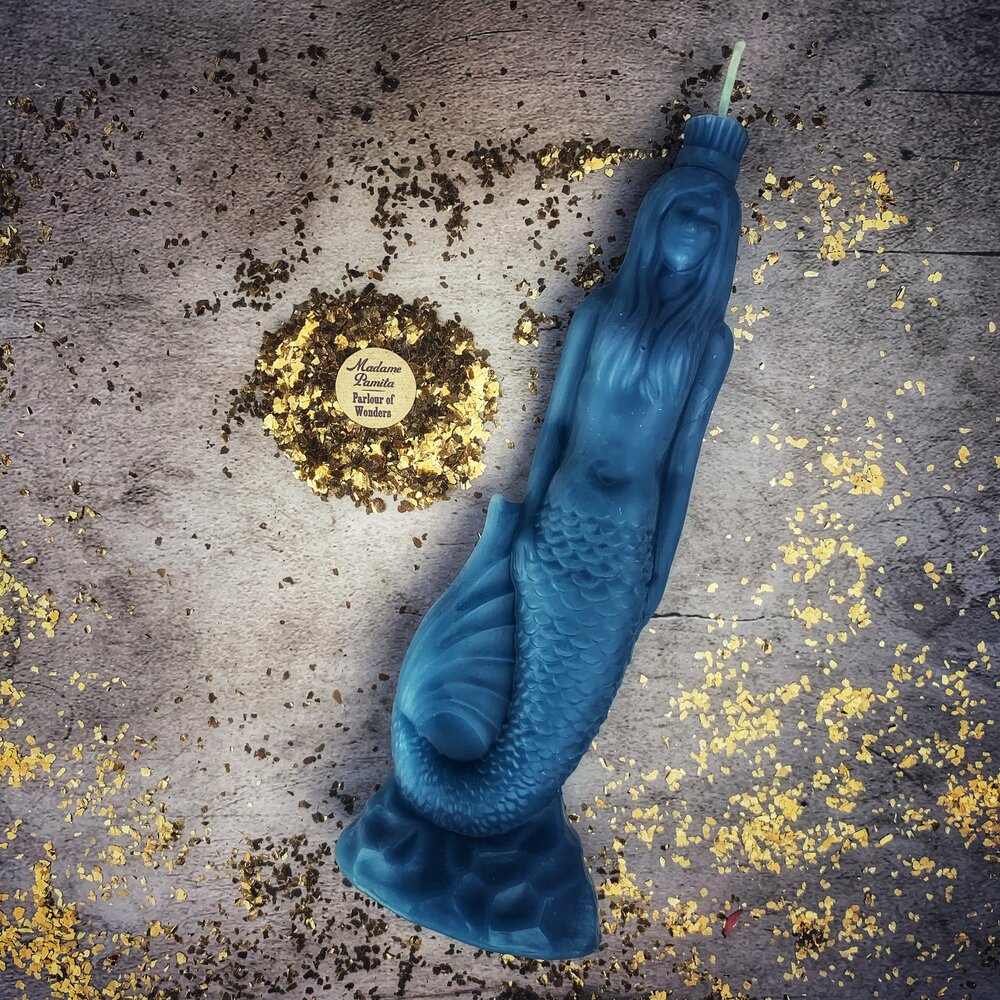 Beeswax Mermaid Magic Spell Candle - Love, Beauty & Water Goddess Magic