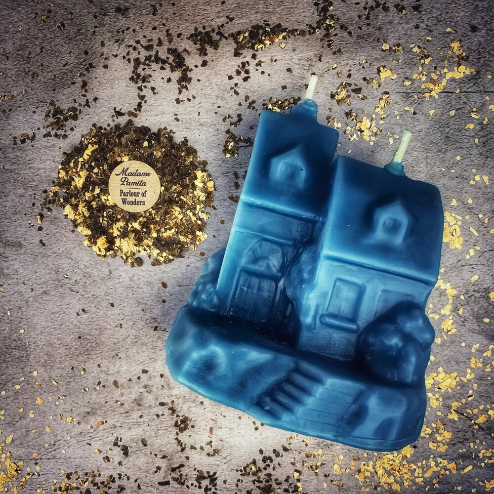 Beeswax Happy House Spell Candle - Home Protection, Harmony & Blessings Magic