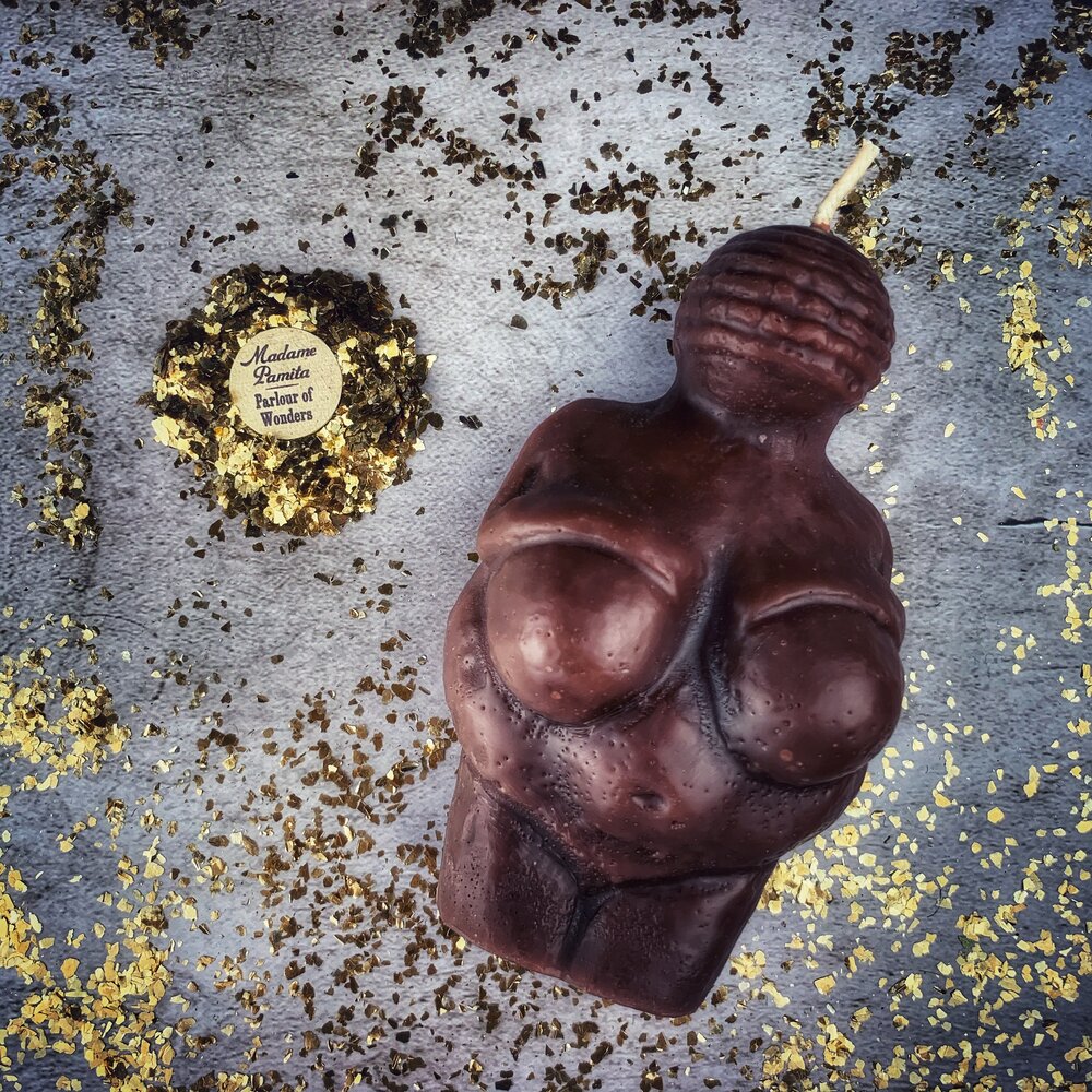 Beeswax Goddess of Willendorf Spell Candle - Feminine Power & Fertility Magic