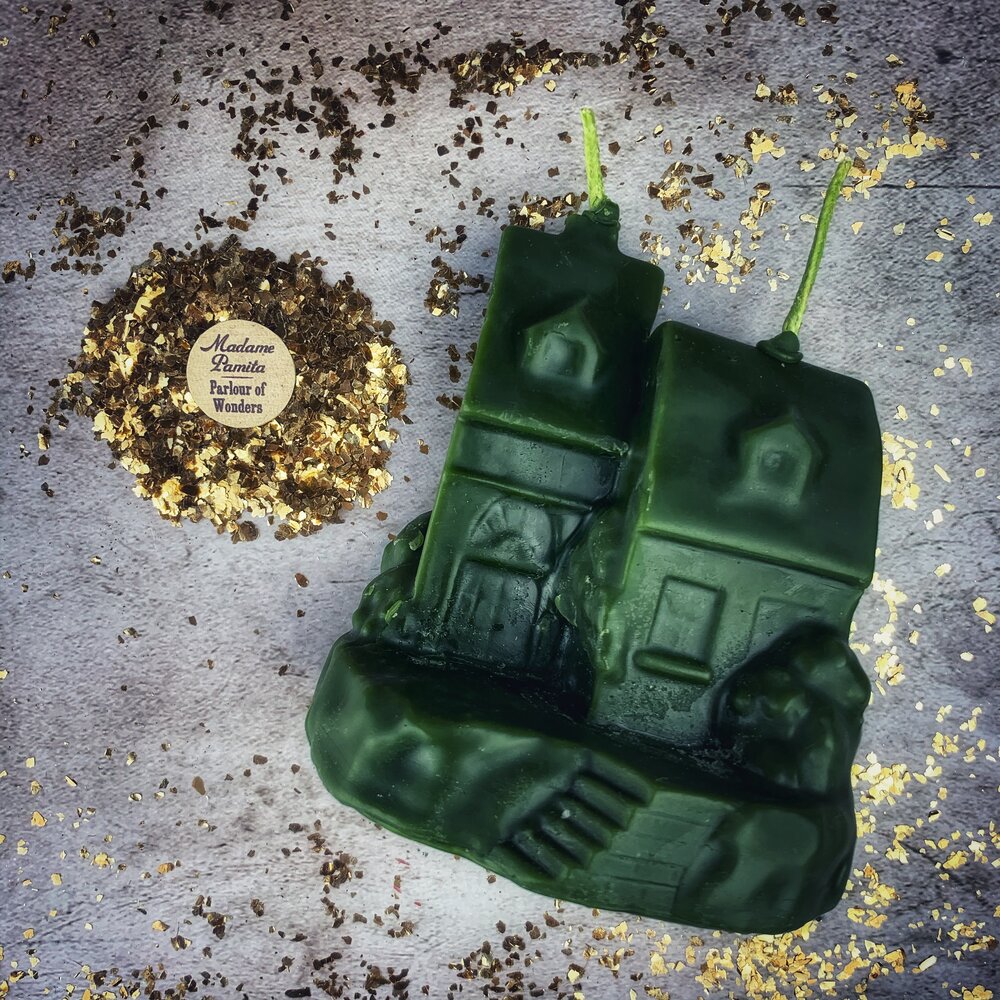 Beeswax Happy House Spell Candle - Home Protection, Harmony & Blessings Magic