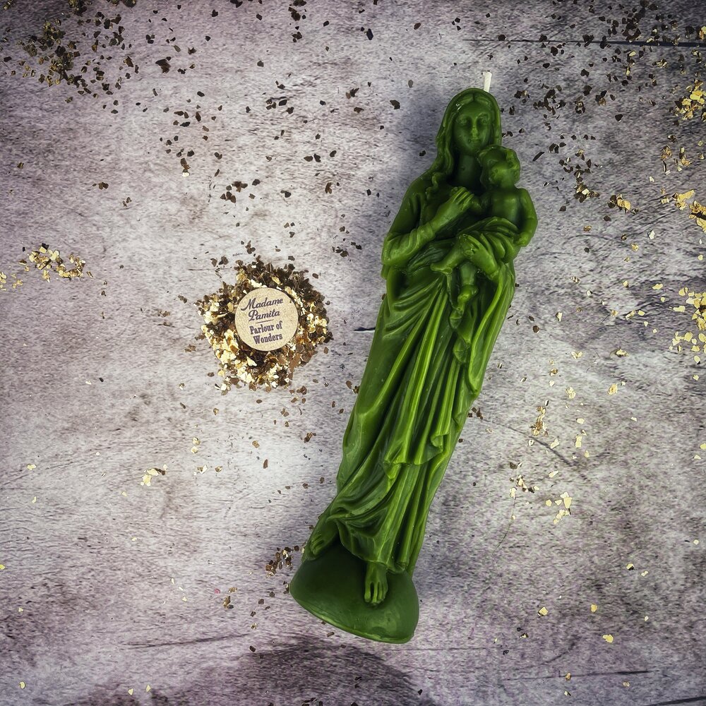 Beeswax Mother Mary Spell Candle - Divine Protection & Unconditional Love Magic
