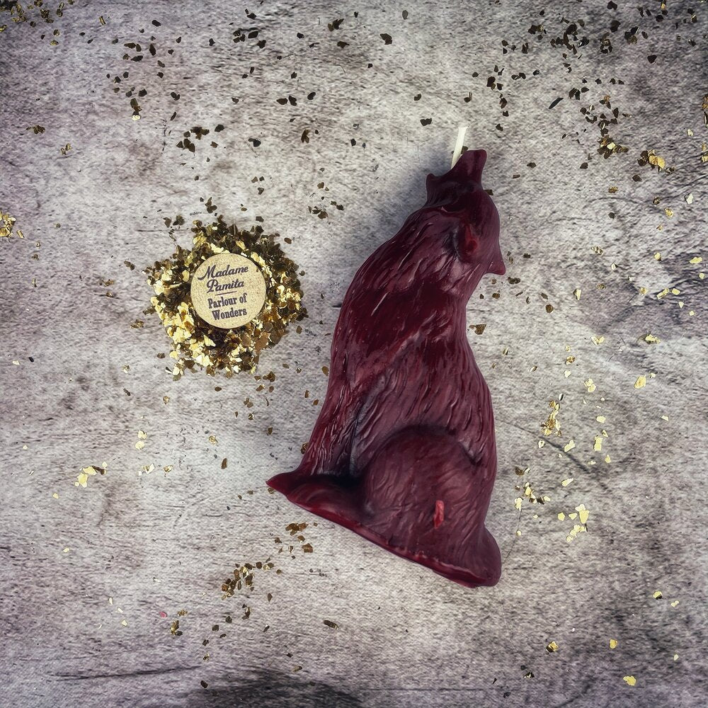 Beeswax Howling Wolf Spell Candle - Courage & Authentic Voice Magic