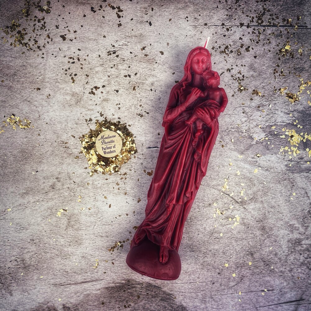Beeswax Mother Mary Spell Candle - Divine Protection & Unconditional Love Magic