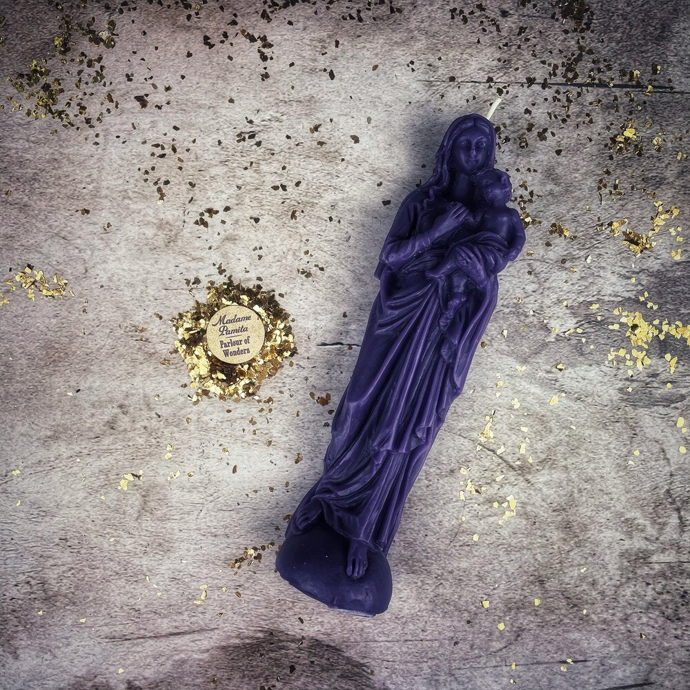 Beeswax Mother Mary Spell Candle - Divine Protection & Unconditional Love Magic