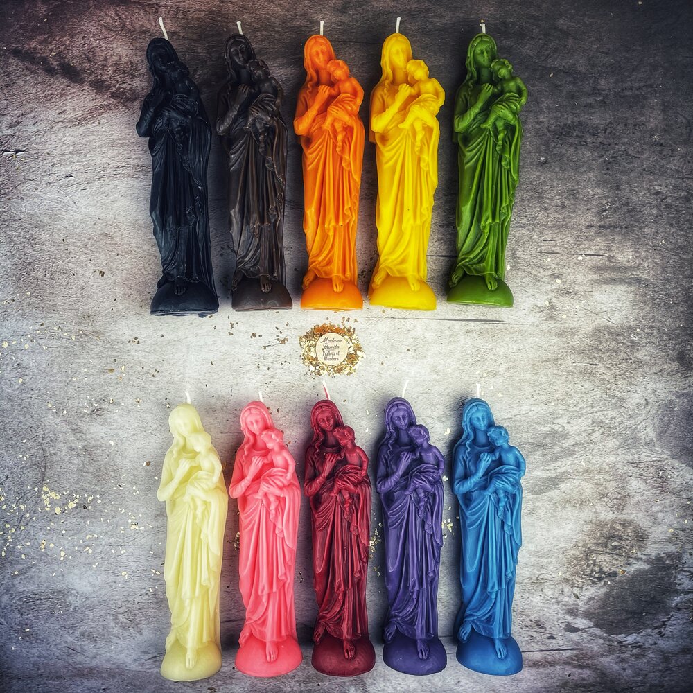 Beeswax Mother Mary Spell Candle - Divine Protection & Unconditional Love Magic