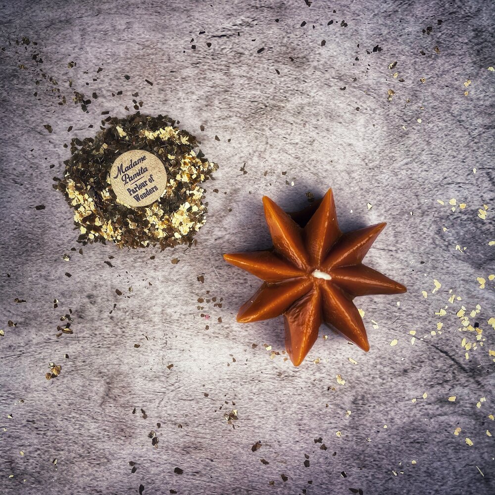 Beeswax Mystic Star Spell Candle - Manifestation & Spiritual Power Magic