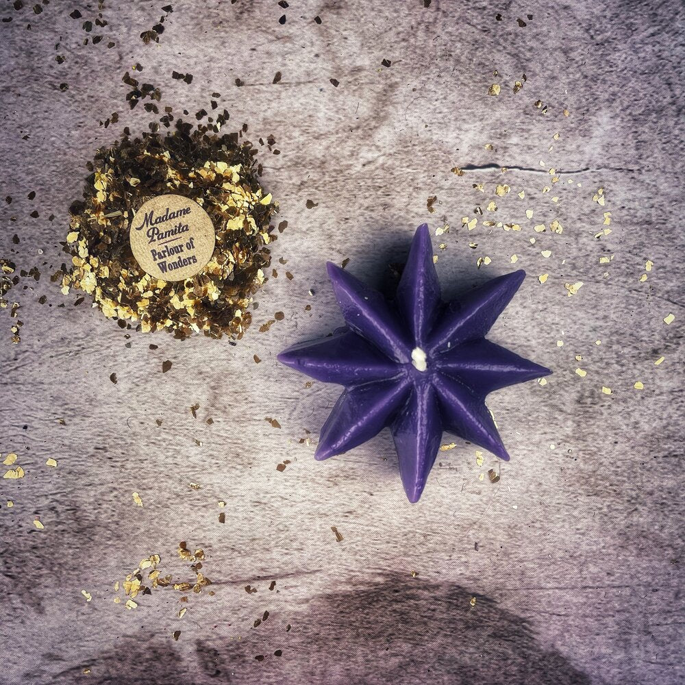 Beeswax Mystic Star Spell Candle - Manifestation & Spiritual Power Magic