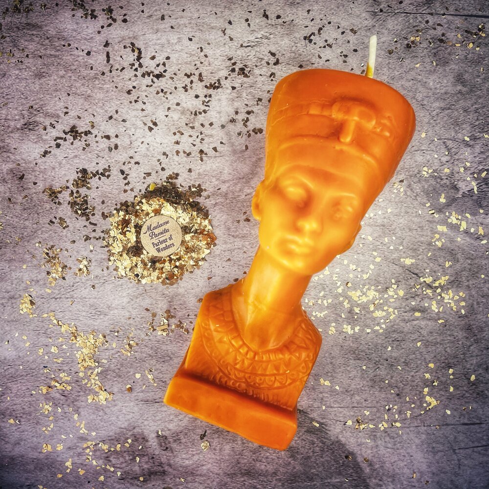 Beeswax Egyptian Queen Spell Candle - Power, Beauty & Magnetism Magic