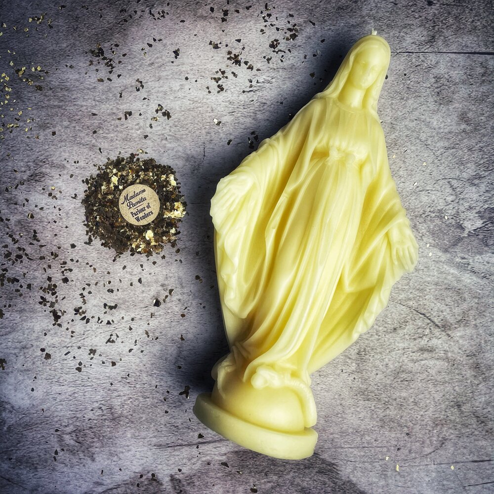 Beeswax Queen of Heaven Spell Candle - Divine Protection & Unconditional Love Magic
