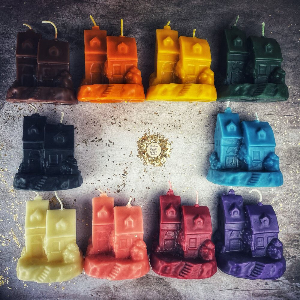 Beeswax Happy House Spell Candle - Home Protection, Harmony & Blessings Magic