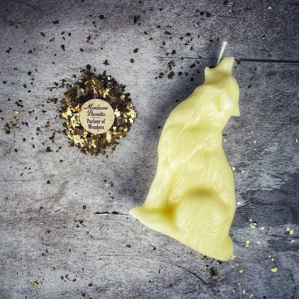 Beeswax Howling Wolf Spell Candle - Courage & Authentic Voice Magic